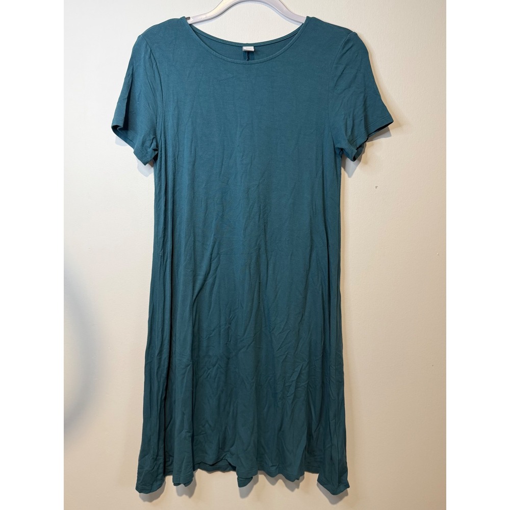 Old Navy Womens Medium Teal Blue Short Sleeve Swing T-Shirt Dress Jersey Knit